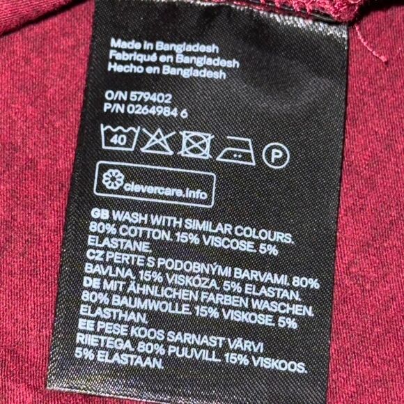 h&m Burgundy Basics Scoop Neck Short Sleeve T-Shirt - Picture 5 of 6